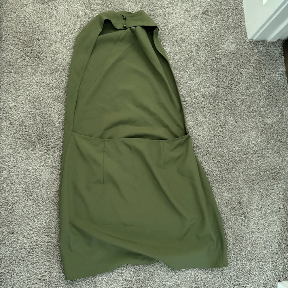 Olive green halter mini dress - Picture 4 of 4